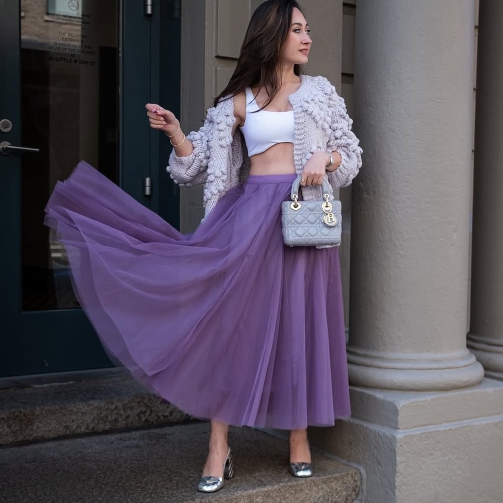 TULLE MAXI SKIRT IN PURPLE